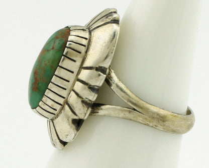 Navajo Ring .925 Silver Green Turquoise Artist Signed M Montoya C.80's