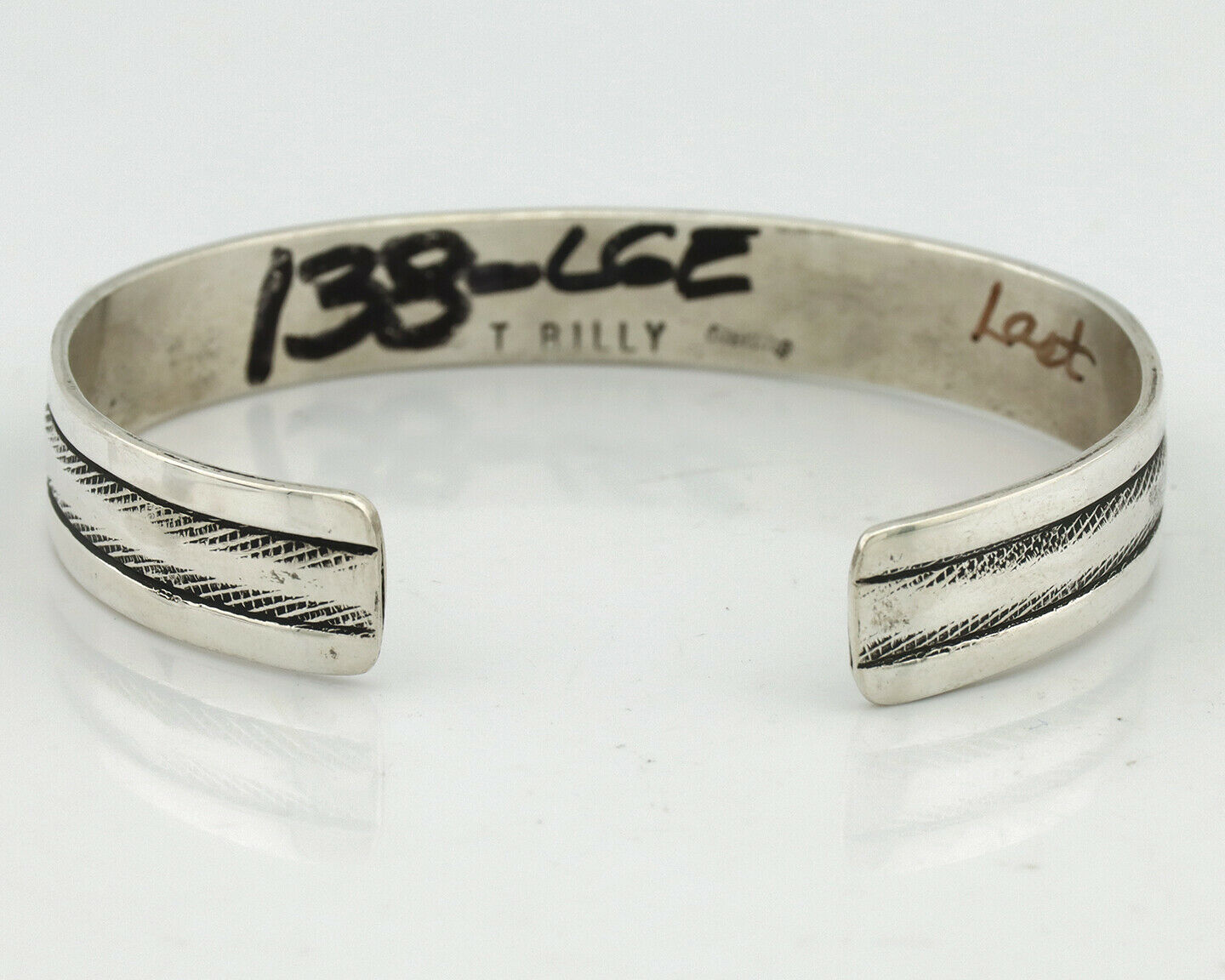 Navajo Bracelet .925 Silver Handmade Overlay Style Signed Tommy Billy Cuff C80s