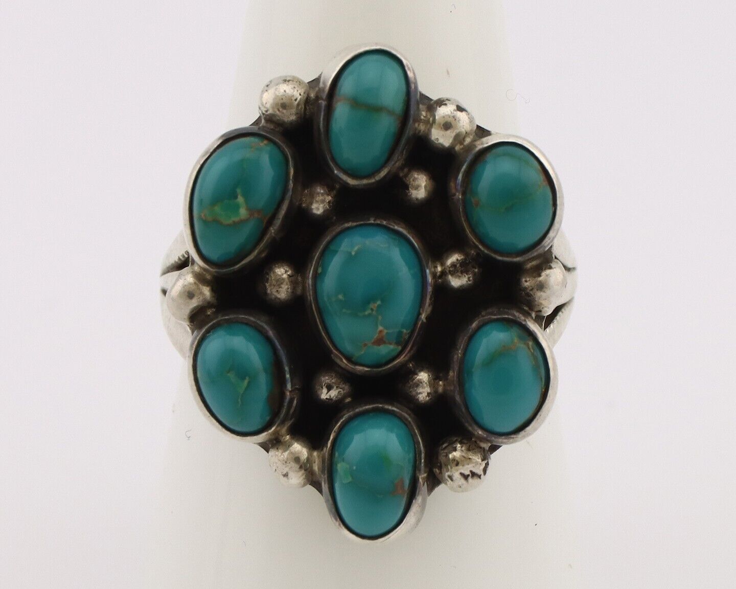 Navajo Ring .925 Silver Natural Blue Turquoise Artist Signed LP C.80's