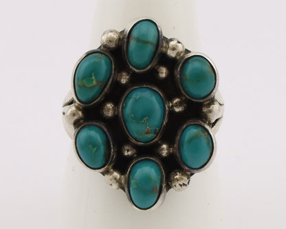 Navajo Ring .925 Silver Natural Blue Turquoise Artist Signed LP C.80's