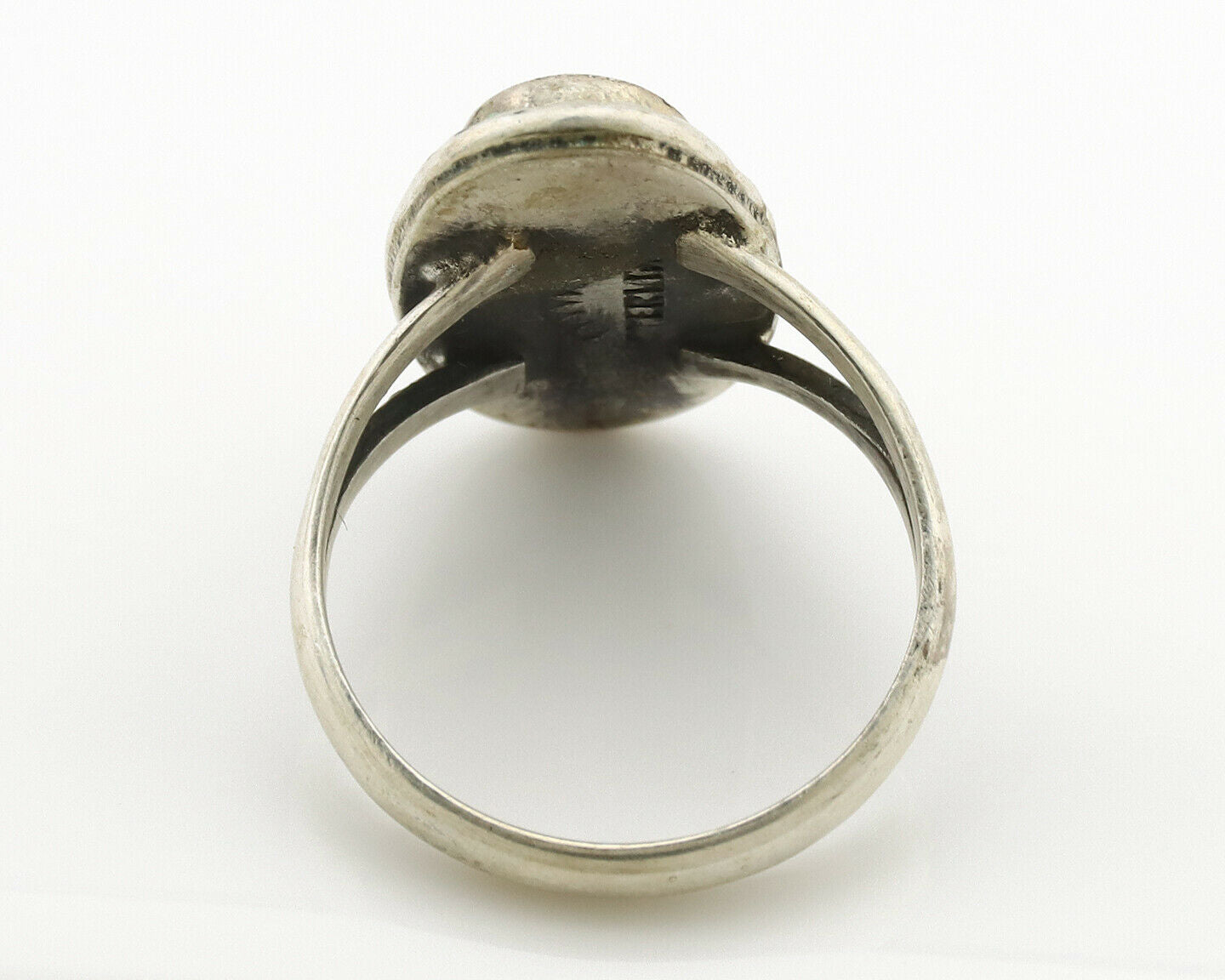 Navajo Ring .925 Silver Kingman Turquoise Native Artist Signed C.80's