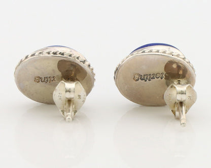 Navajo Earrings 925 Silver Natural Mined Lapis Native American Artist C80s