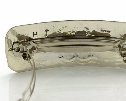 Navajo Hair Clip Barrette .925 Silver Hand Stamped Artist Signed Harold Tom C80s