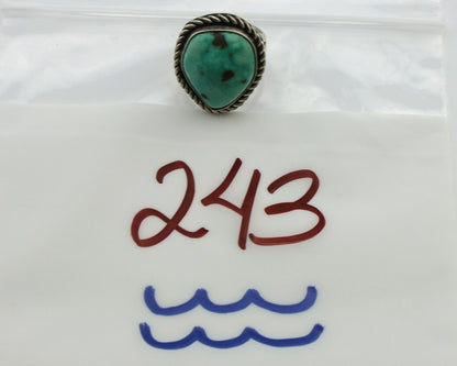 Navajo Ring 925 Silver Natural Mined Turquoise Native Signed N C.80's