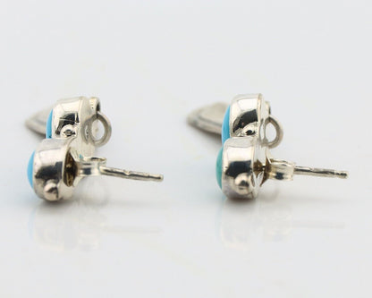Navajo Earrings 925 Silver Natural Blue Turquoise Native American Earrings C80's