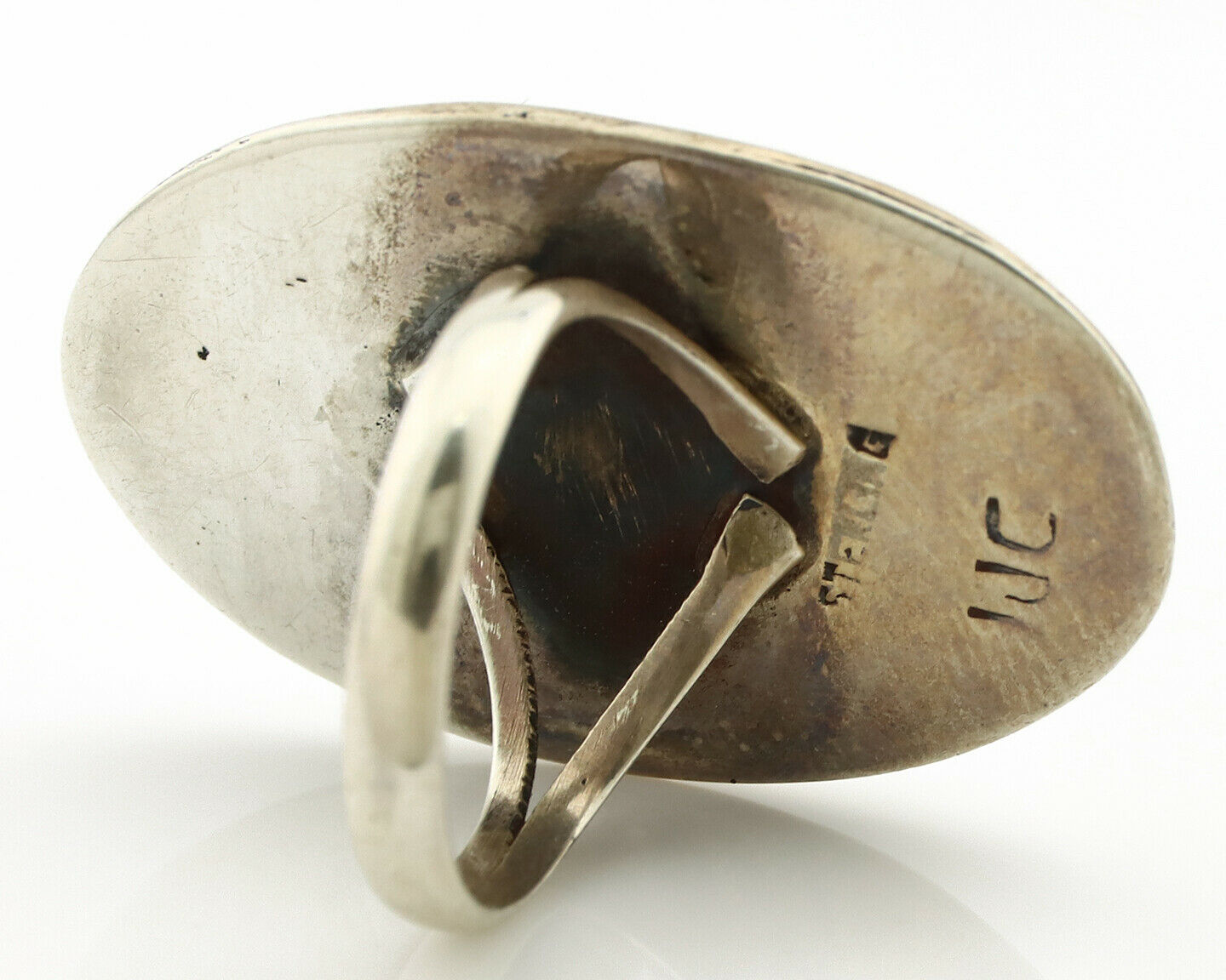 Navajo Handmade Ring .925 Silver Blue Turquoise Artist Signed WC C.1980's