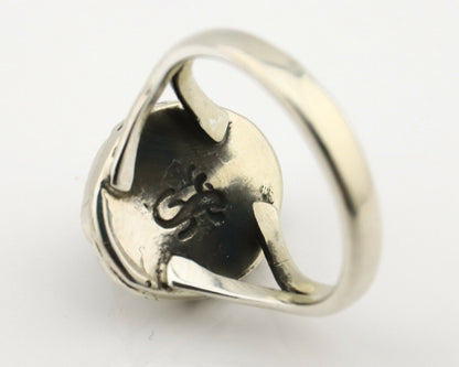 Navajo Ring .925 Silver Kingman Turquoise Artist Signed Gecko C.90's