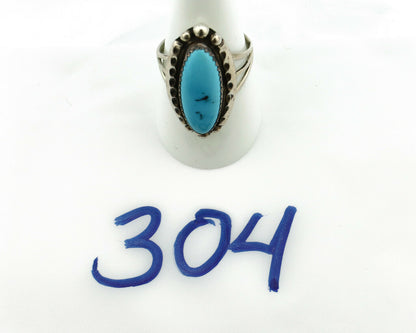 Navajo Ring .925 Silver Natural Blue Turquoise Artist Signed SC C.80's