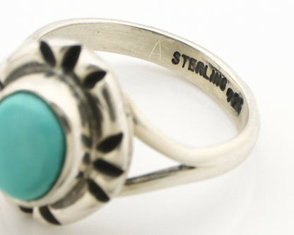 Navajo Ring .925 Silver Kingman Turquoise Artist Signed Gecko C.90's