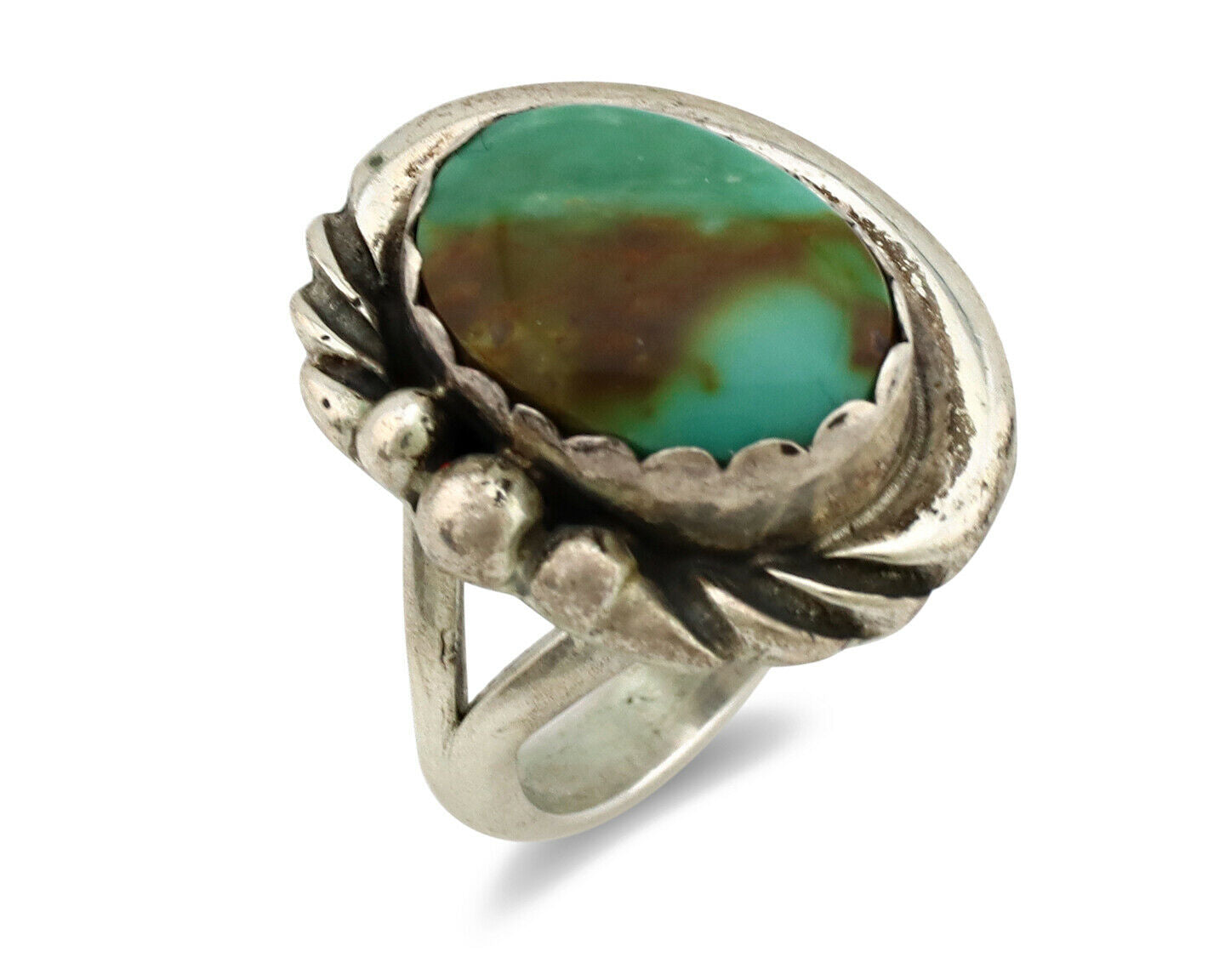 Navajo Ring .925 Silver Kingman Turquoise Native American Artist C.1980's