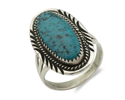 Navajo Ring .925 Silver Kingman Turquoise Native American Artist C.80's
