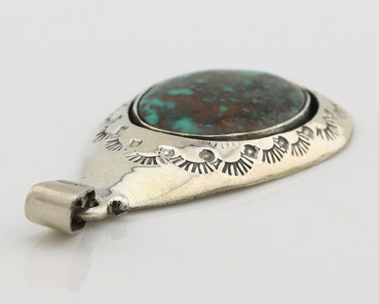 Navajo Pendant 925 Silver Spiderweb Turquoise Artist Signed C Montoya C.80's