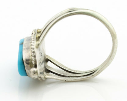 Navajo Ring .925 Silver Morenci Turquoise Artist Signed S King C.1980's
