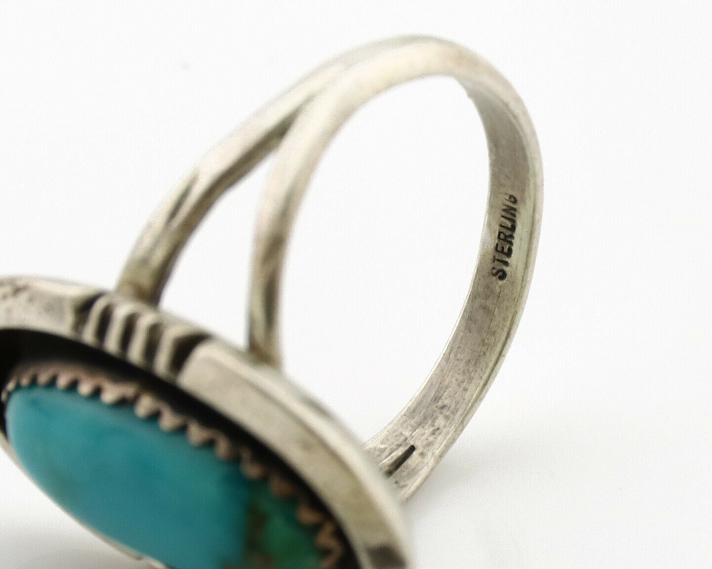 Navajo Ring .925 Silver Nevada Turquoise Native American Artist C.1980's