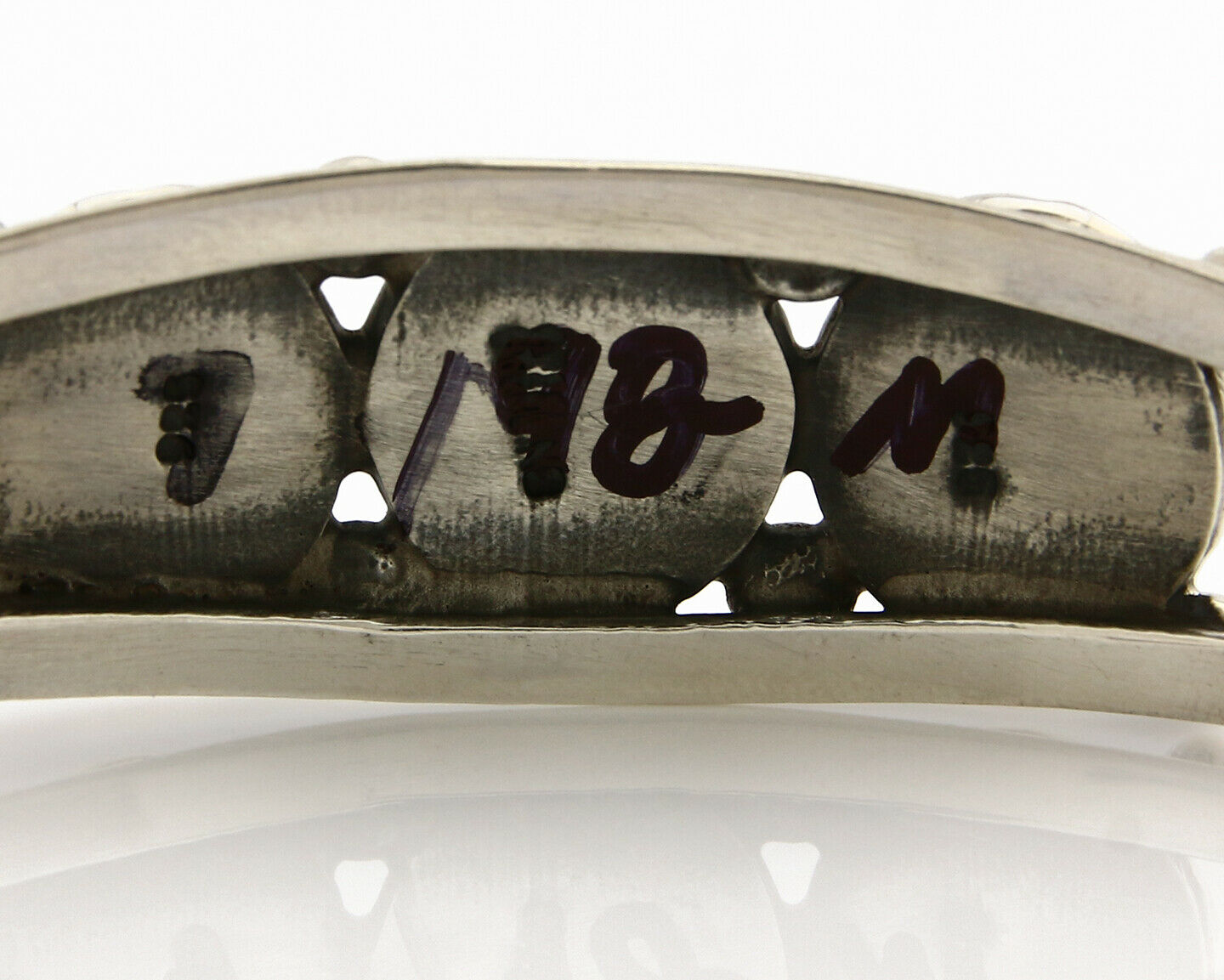 Navajo Bracelet .925 Silver Natural Mother of Pearl Handmade Native Artist C80's