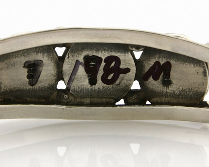 Navajo Bracelet .925 Silver Natural Mother of Pearl Handmade Native Artist C80's