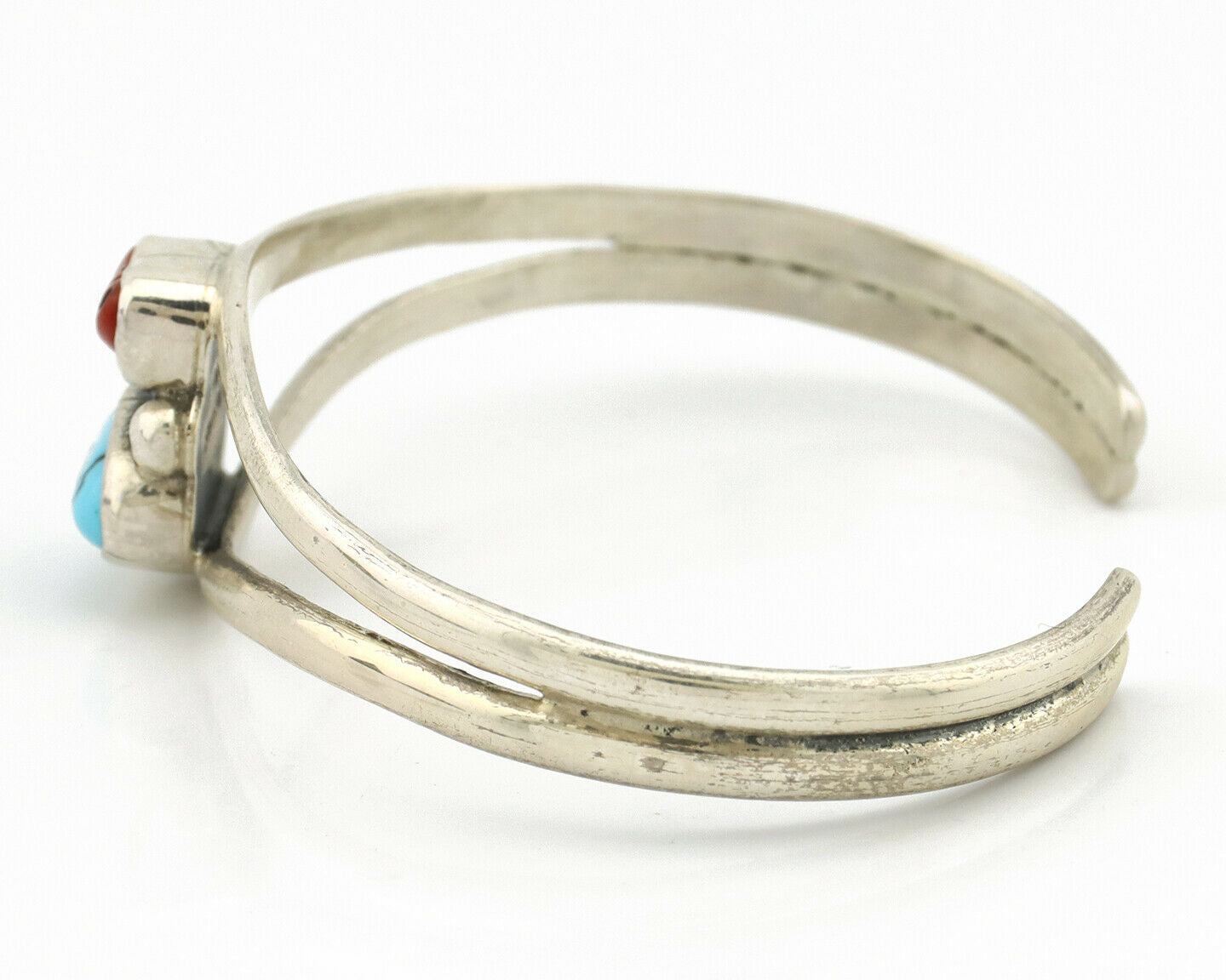 Navajo Bracelet .925 Silver Coral & Turquoise Artist Native American Artist C.90