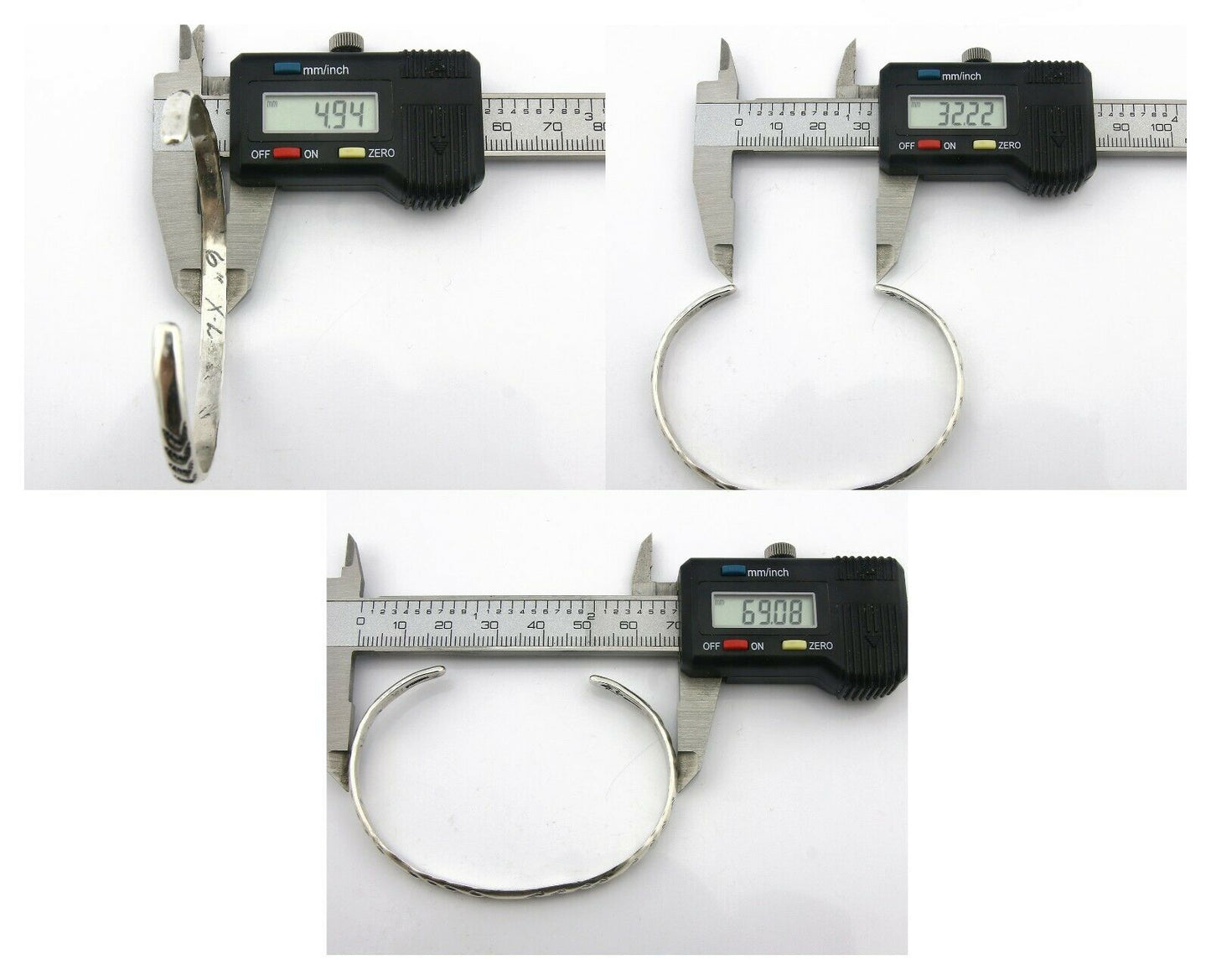 Navajo Bracelet .925 Silver Hand Stamped Arrow Head Artist I Montoya C.80's