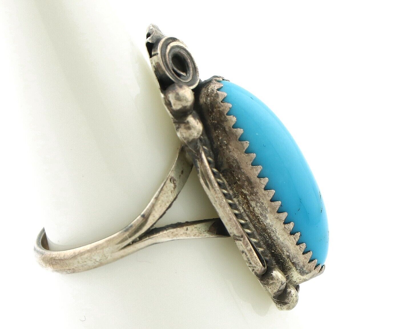 Navajo Ring 925 Silver Natural Morenci Turquoise Artist Signed Justin Morris C80