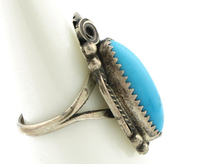 Navajo Ring 925 Silver Natural Morenci Turquoise Artist Signed Justin Morris C80
