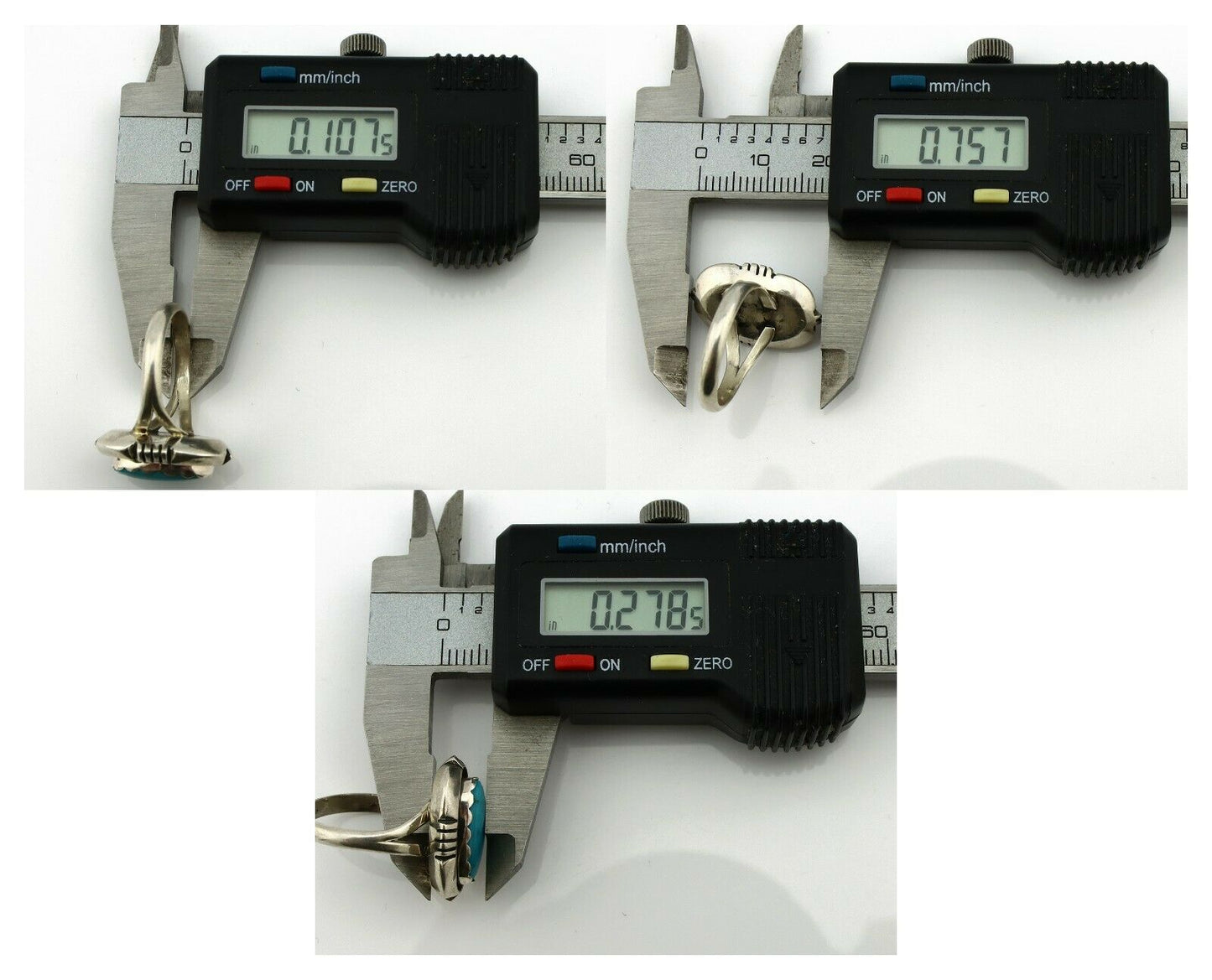 Navajo Ring .925 Silver Kingman Turquoise Handmade Native American Artist C80s