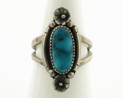 Navajo Ring .925 Silver Natural Blue Turquoise Native American Artist C.1980's