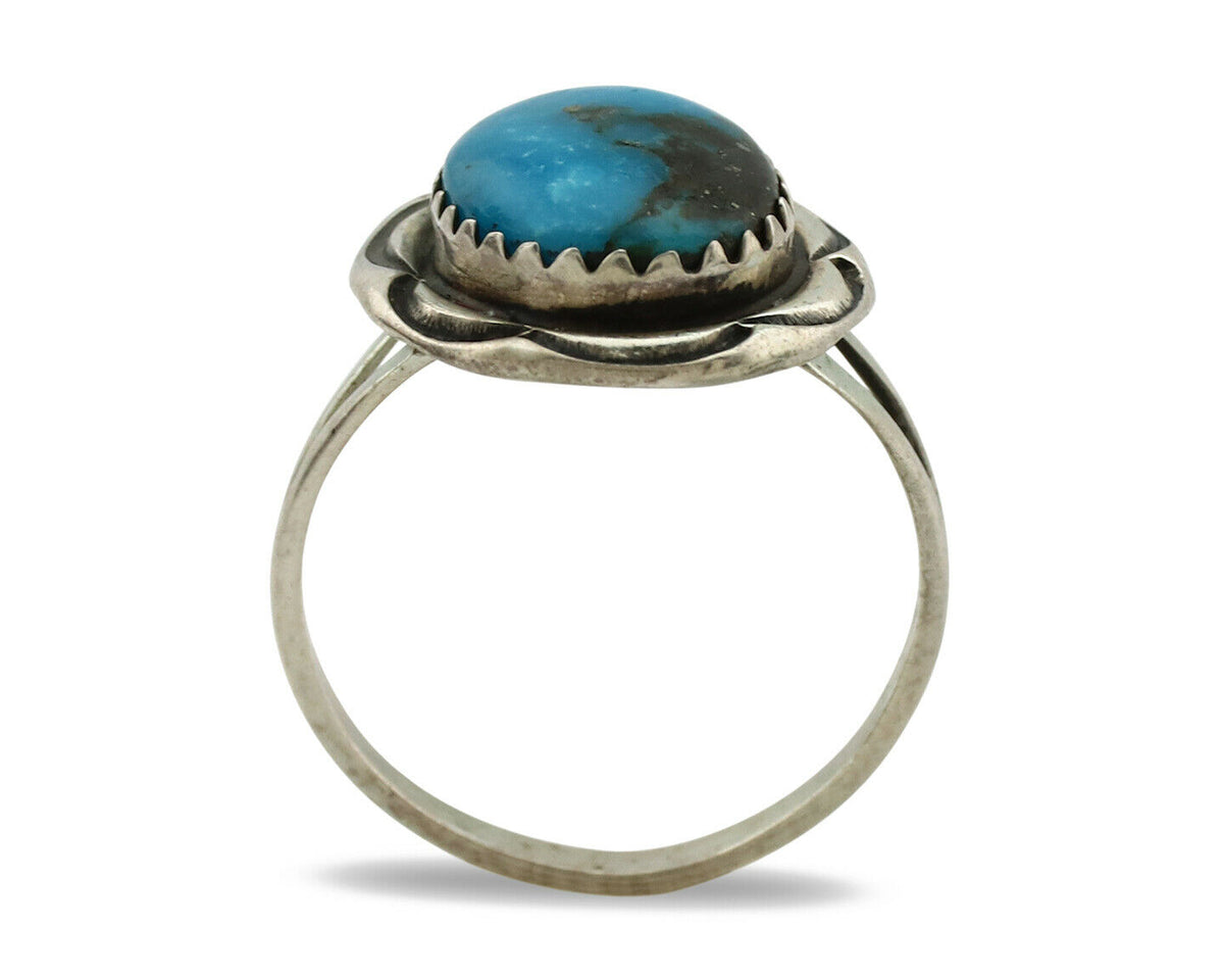 Navajo Ring .925 Silver Blue Turquoise Native American Artist C.1980's