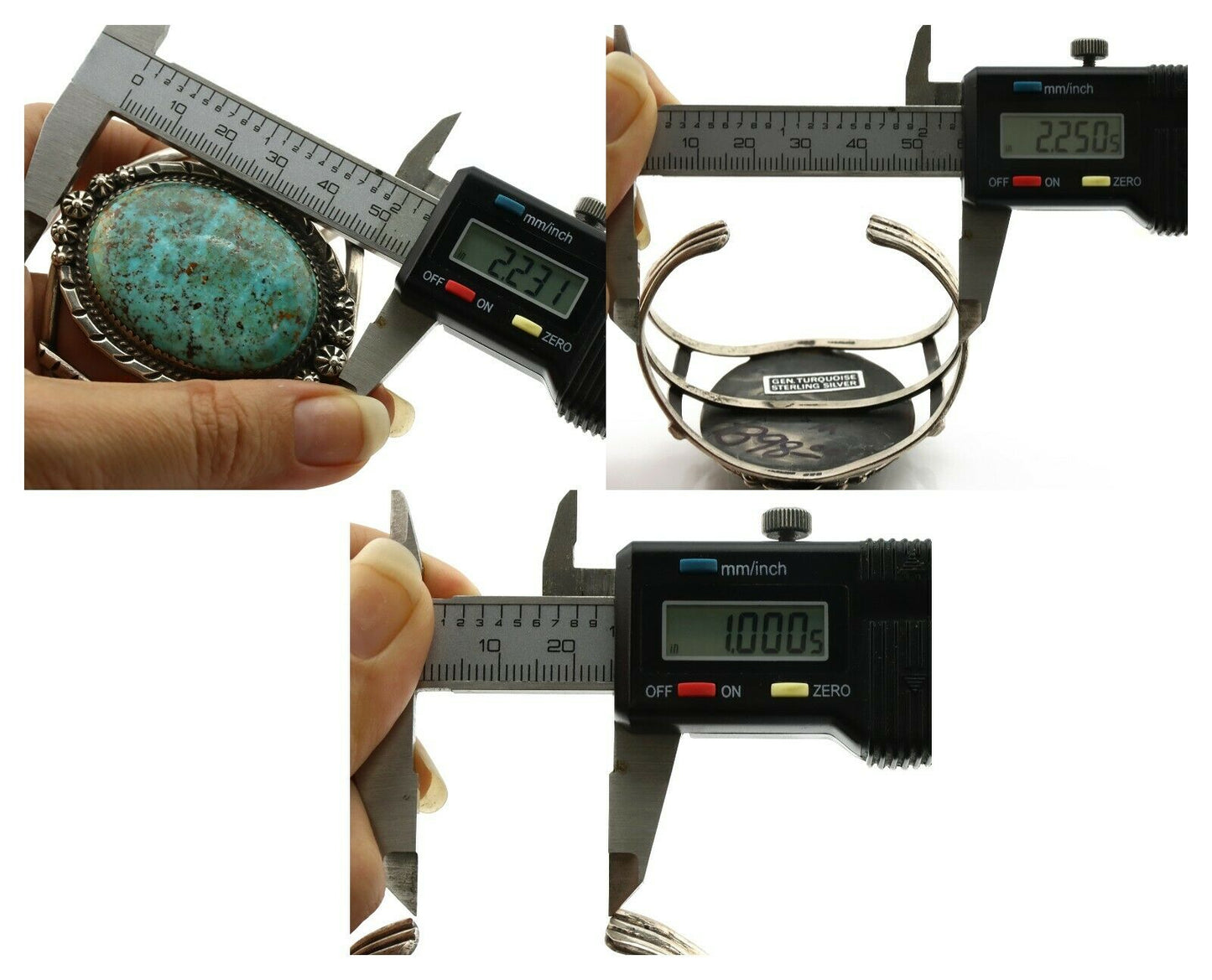 Navajo Bracelet .925 Silver Blue Diamond Turquoise Native American Artist C.80's