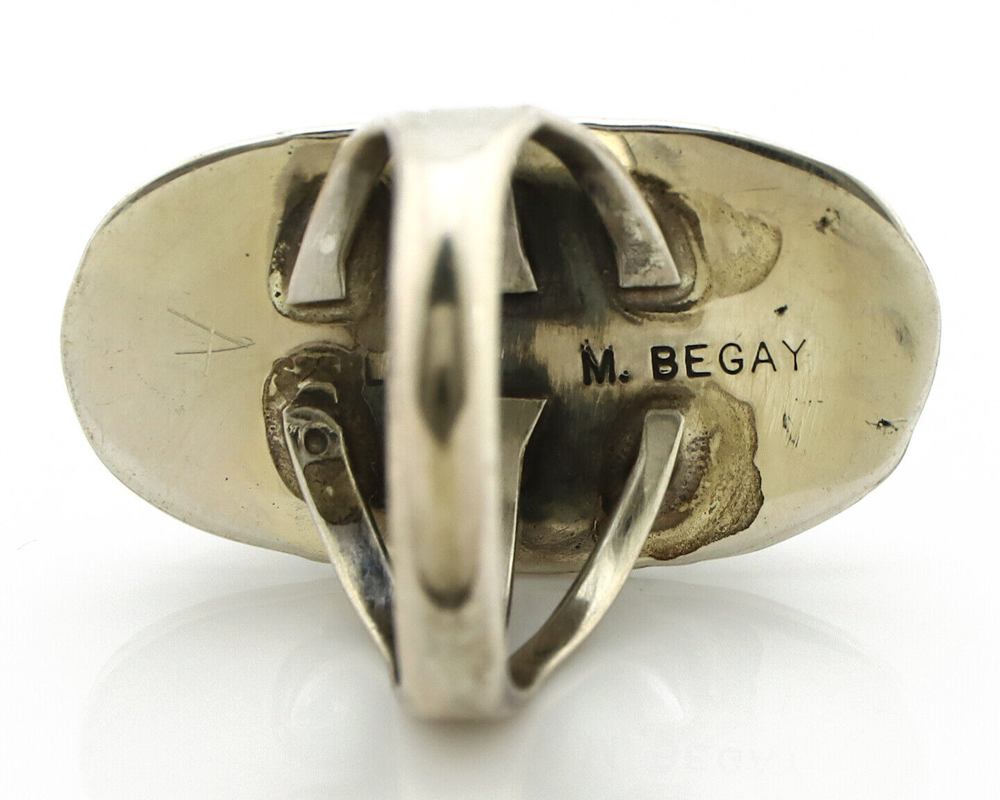 Navajo Ring 925 Silver Turquoise Mountain Artist Signed M Begay C.80's