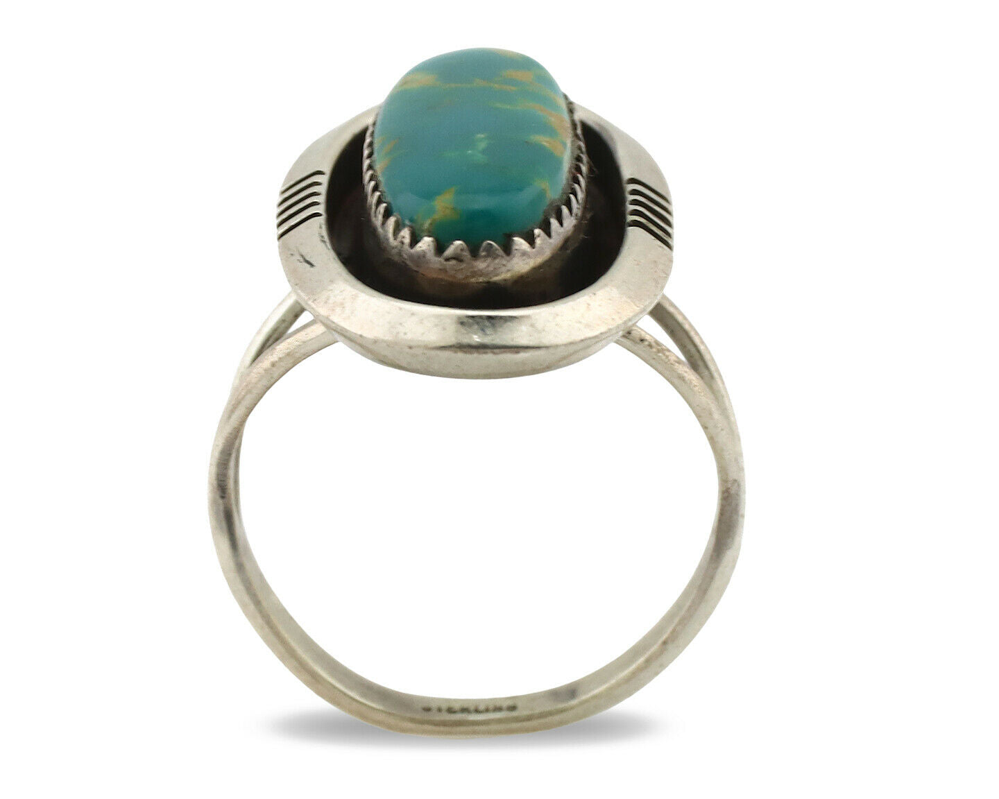 Navajo Ring .925 Silver Natural Blue Turquoise Native American Artist C.1980's