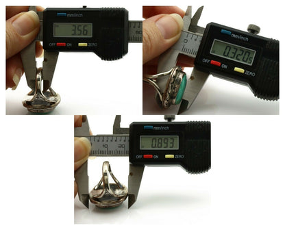 Navajo Ring .925 Silver Kingman Turquoise Artist Signed Gecko C.1980's