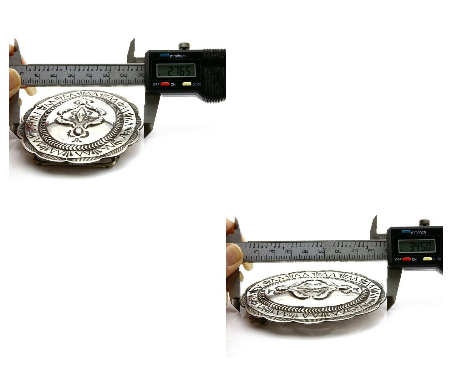 Navajo Belt Buckle .925 Silver Hand Stamped Artist Native American C.80's