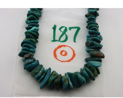 Navajo Necklace 925 Silver Natural Large Blue Turquoise Native Artist C80s