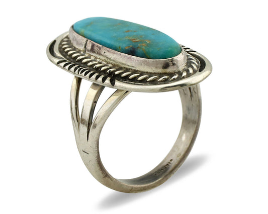 Navajo Ring 925 Silver Turquoise Mountain Artist Signed M Begay C.80's