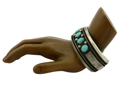 Navajo Bracelet .925 Silver Southwest Turquoise Cuff Artist Native C.80's