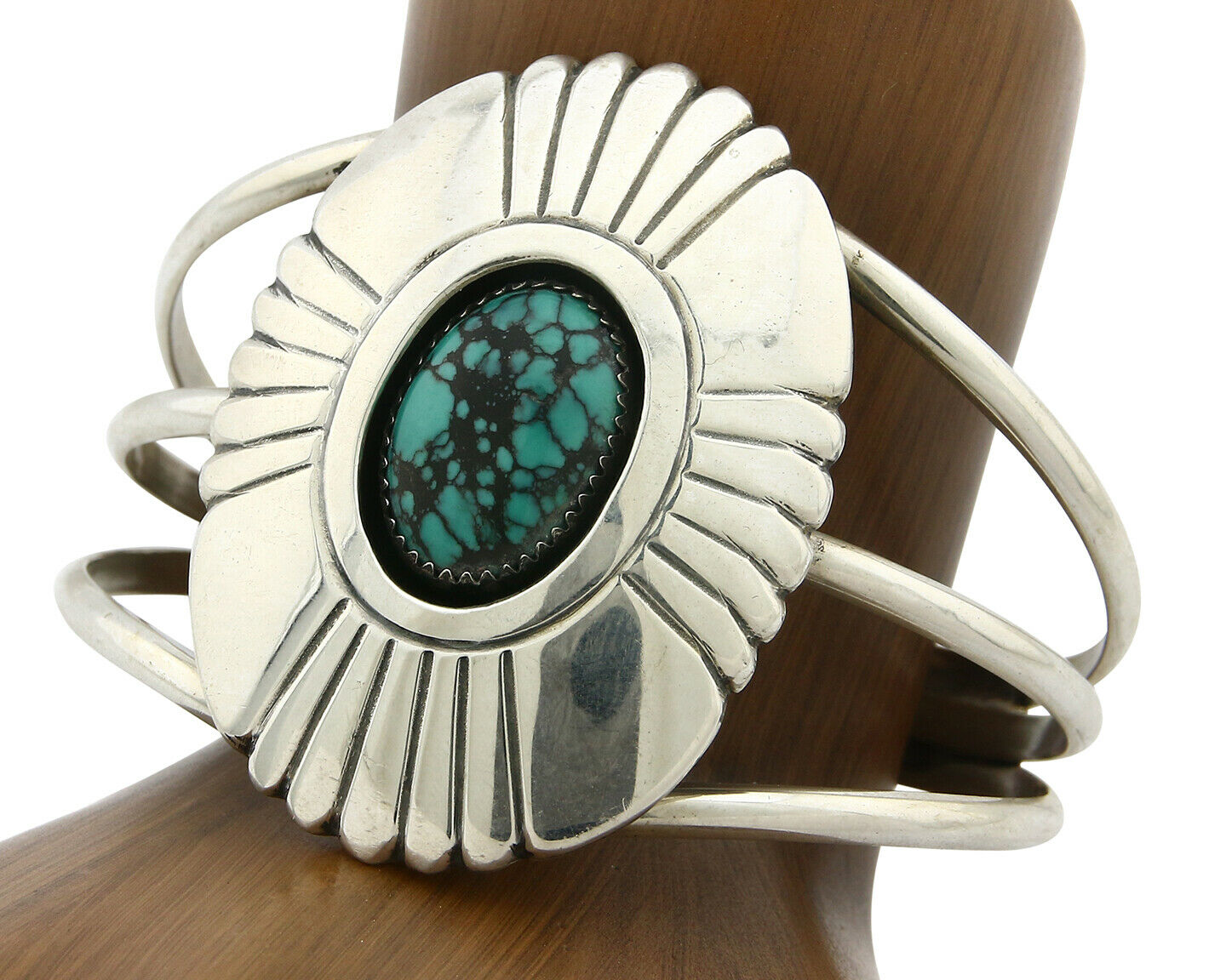 Navajo Bracelet .925 Silver Turquoise Mtn Artist Native American C.80's