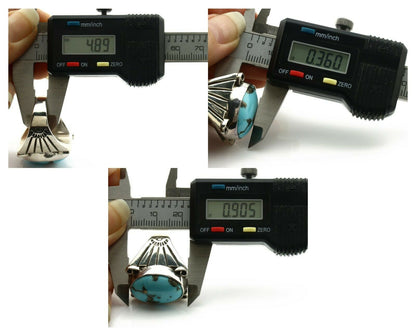 Navajo Ring .925 Silver Morenci Turquoise Native Artist C.80's