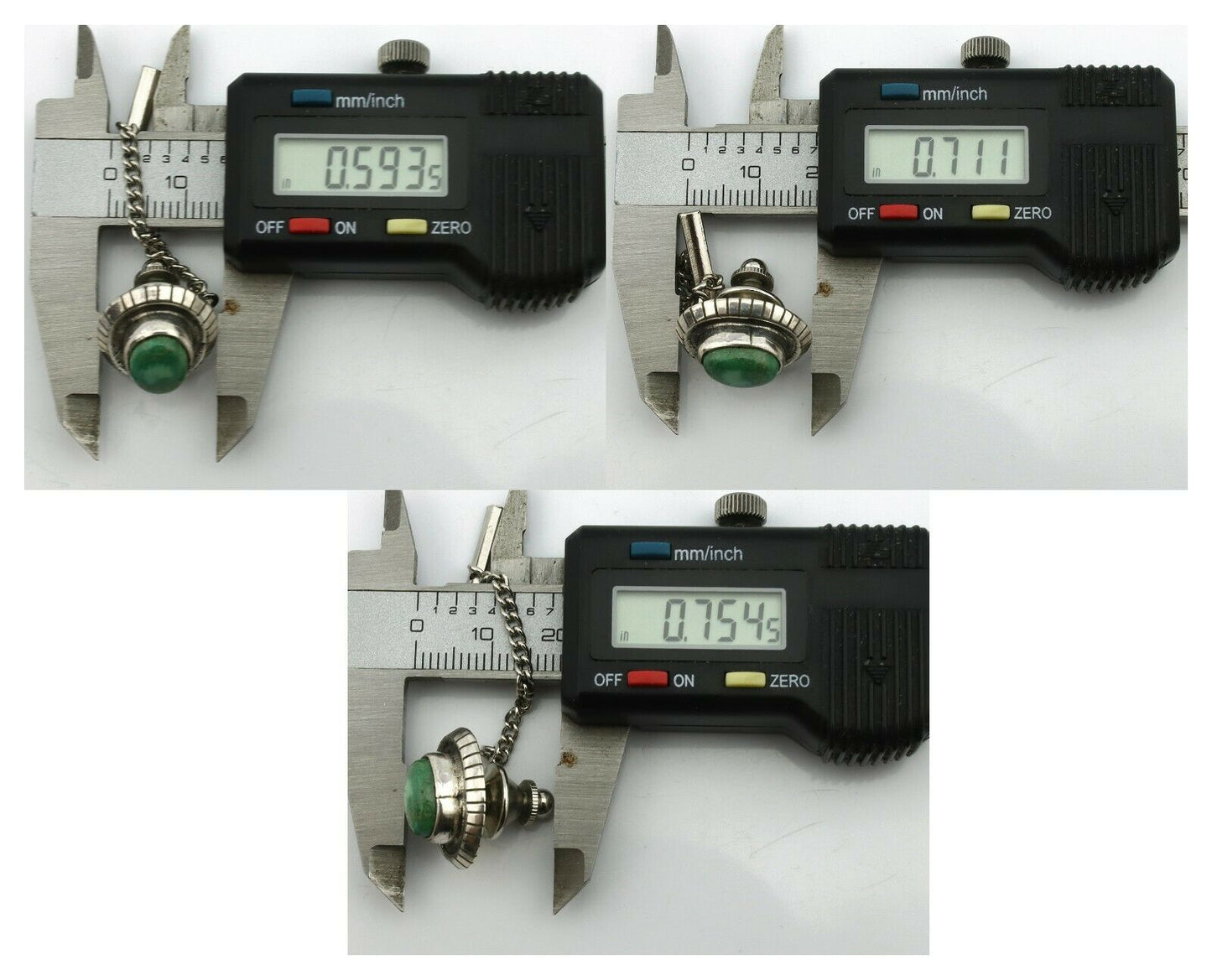 Navajo Tie Tack .925 Silver Royston Turquoise Native American Artist C.80's