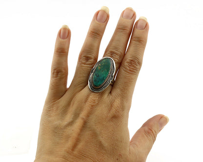 Navajo Ring .925 Silver Kingman Turquoise Artist Signed M Begay C.1980's