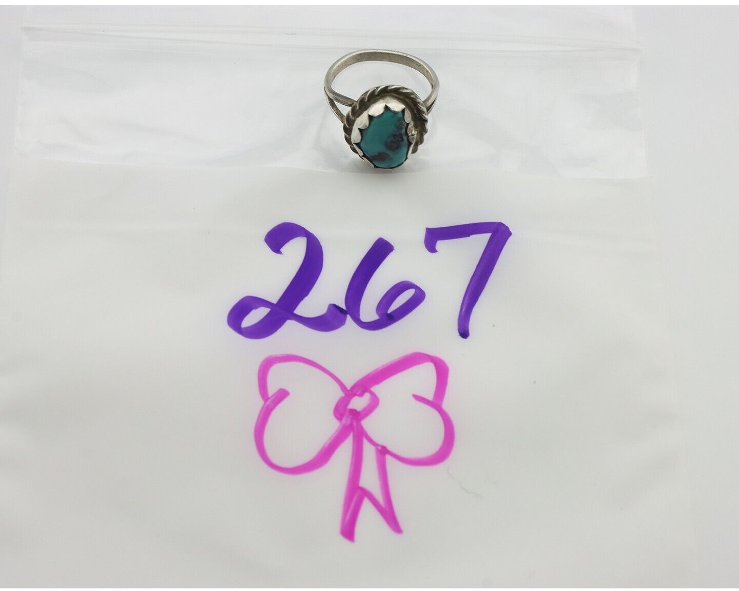 Navajo Handmade Ring .925 Silver Kingman Turquoise Native Artist C.80's