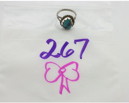 Navajo Handmade Ring .925 Silver Kingman Turquoise Native Artist C.80's