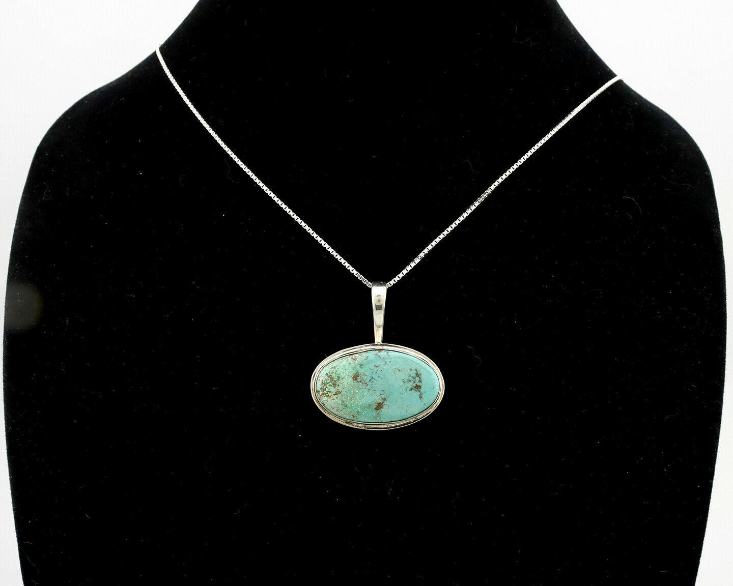 Navajo Pendant .925 Silver Fox Turquoise Artist Signed DZ C.80's