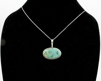 Navajo Pendant .925 Silver Fox Turquoise Artist Signed DZ C.80's