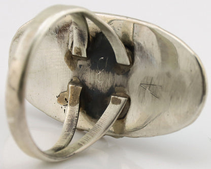 Navajo Ring .925 Silver Nevada Turquoise Native American Artist C.1980's