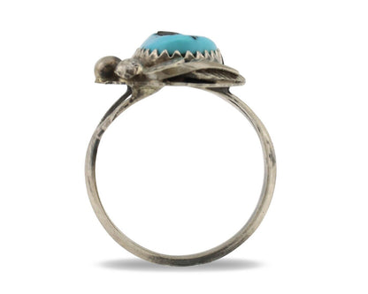 Navajo Ring 925 Silver Sleeping Beauty Turquoise Signed Justin Morris C.80's