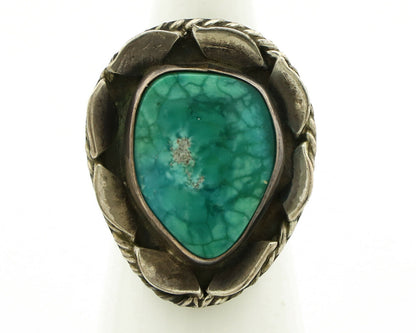 Navajo Handmade Ring .925 Silver Green Turquoise Artist Signed DC C.1980's