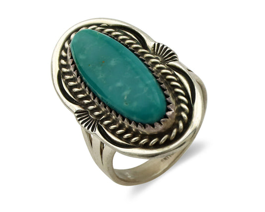 Navajo Ring 925 Silver Turquoise Mountain Artist Signed M Begay C.80's