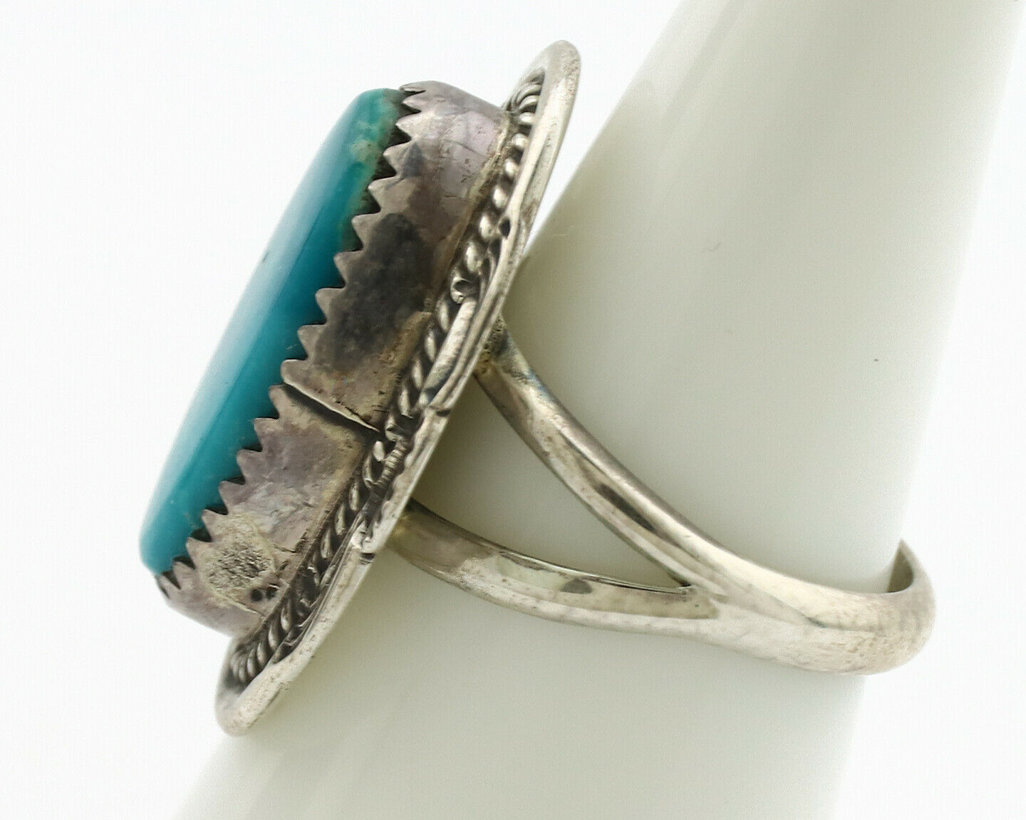 Navajo Ring .925 Silver Blue Spiderweb Native American Artist C.1980's