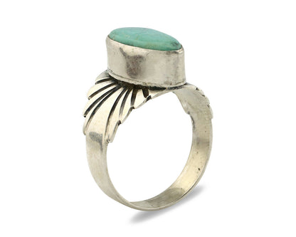 Navajo Ring .925 Silver Kingman Turquoise Artist Signed Apache C.80's