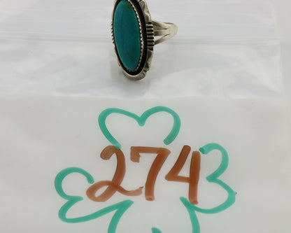 Navajo Ring .925 Silver Nevada Turquoise Native American Artist C.1980's